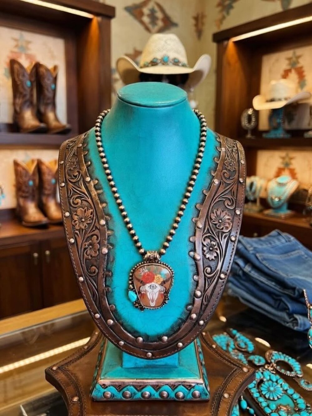 Southwestern Steer-Head Pendant Necklace